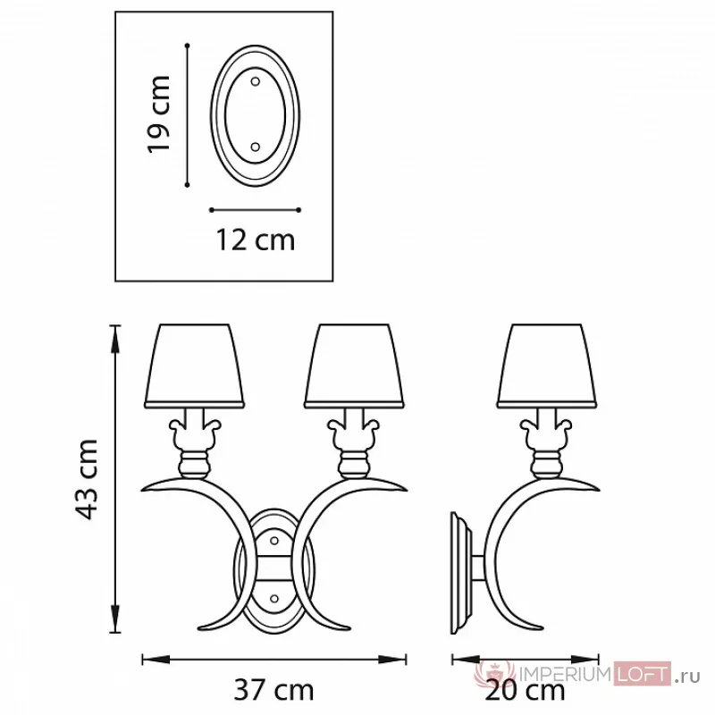 Бра Lightstar Antique 783621 Цвет арматуры бронза Цвет плафонов кремовый от ImperiumLoft