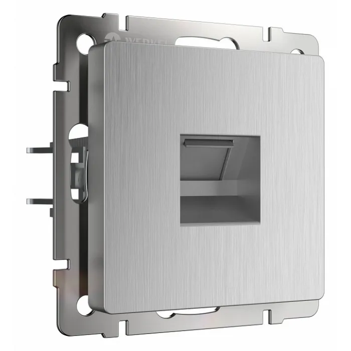 Розетка Ethernet RJ-45 без рамки Werkel cеребряный рифленый W1181009 Цвет арматуры серебро от ImperiumLoft