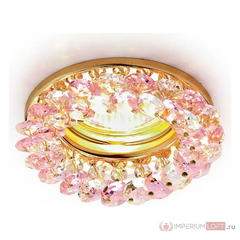 Встраиваемый светильник Ambrella Crystal K206 K206 PI/G Цвет арматуры золото Цвет плафонов розовый от ImperiumLoft