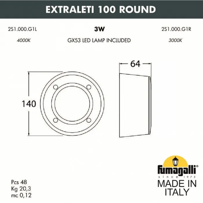 Встраиваемый светильник Fumagalli Extraleti 2S1.000.000.WYG1L от ImperiumLoft