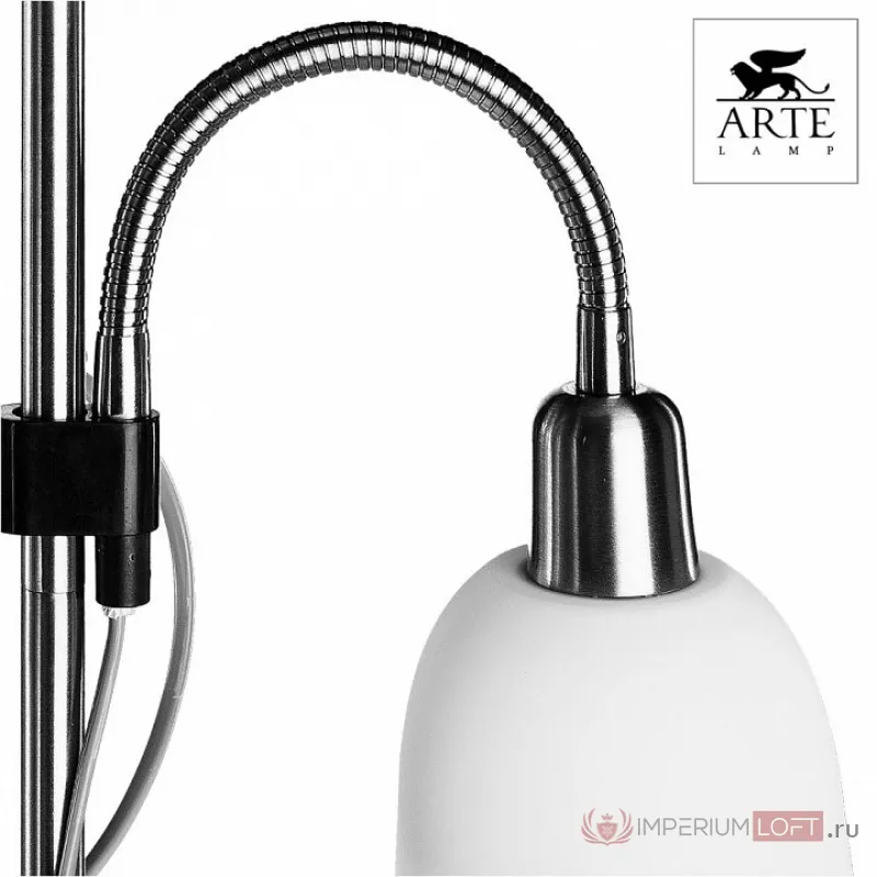 Торшер с подсветкой Arte Lamp Duetto A9569PN-2SS Цвет арматуры серебро Цвет плафонов белый от ImperiumLoft