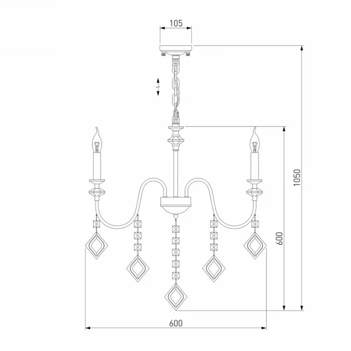 Подвесная люстра Eurosvet Telao 10110/5 хром/дымчатый хрусталь Strotskis от ImperiumLoft
