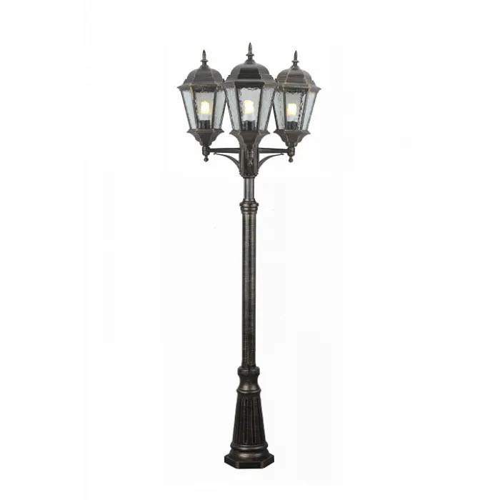 Фонарный столб Arte Lamp Genova A1207PA-3BN Цвет арматуры золото Цвет плафонов прозрачный от ImperiumLoft