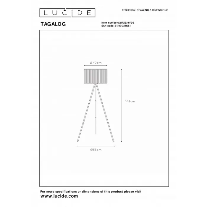 Торшер Lucide Tagalog 21729/81/30 от ImperiumLoft