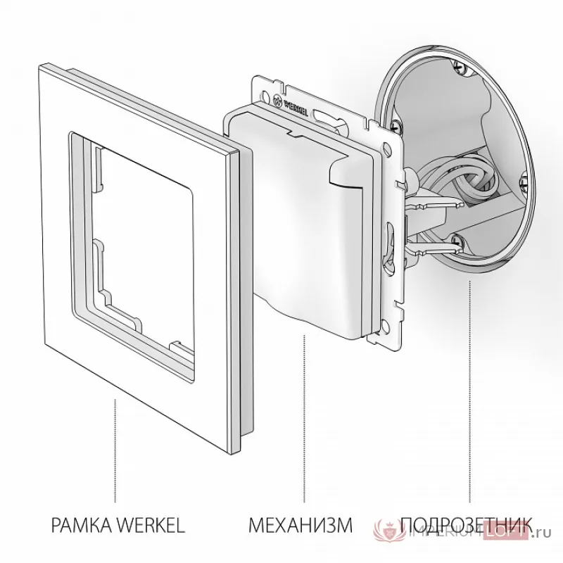 Выключатель проходной двухклавишный без рамки Werkel W112 4 W1122002 Цвет арматуры никель от ImperiumLoft