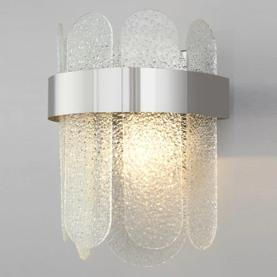 Настенный светильник с фактурным стеклом 333/1 хром