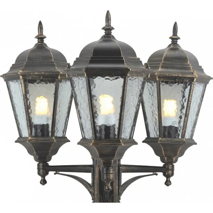 Фонарный столб Arte Lamp Genova A1207PA-3BN Цвет арматуры золото Цвет плафонов прозрачный от ImperiumLoft
