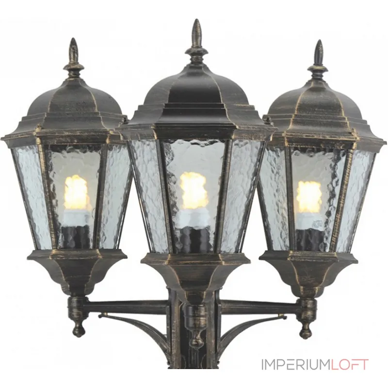 Фонарный столб Arte Lamp Genova A1207PA-3BN Цвет арматуры золото Цвет плафонов прозрачный