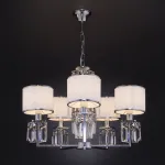Подвесная люстра Eurosvet Zaffiro 10099/5 хром/прозрачный хрусталь Strotskis (новый абажур) от ImperiumLoft