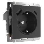 Розетка с заземлением, шторками и USB, без рамки Werkel черный W1171708
