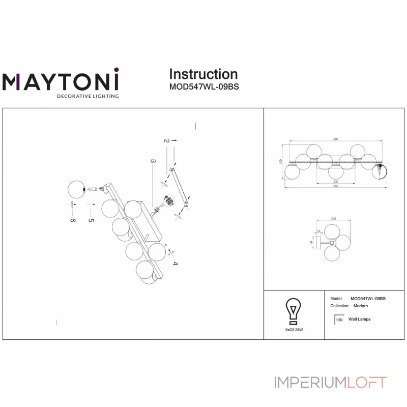 Бра Maytoni Dallas MOD547WL-09BS