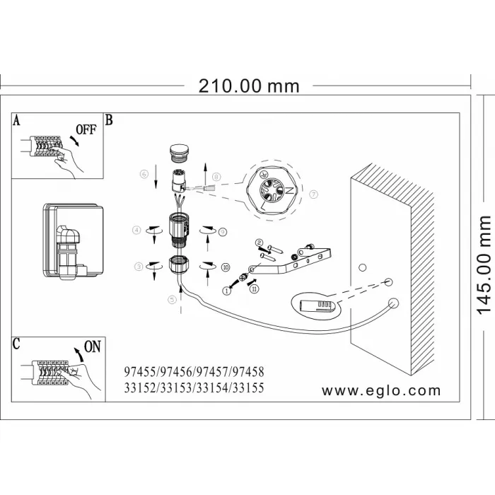 Светильник на штанге Eglo Faedo 3 97457 от ImperiumLoft