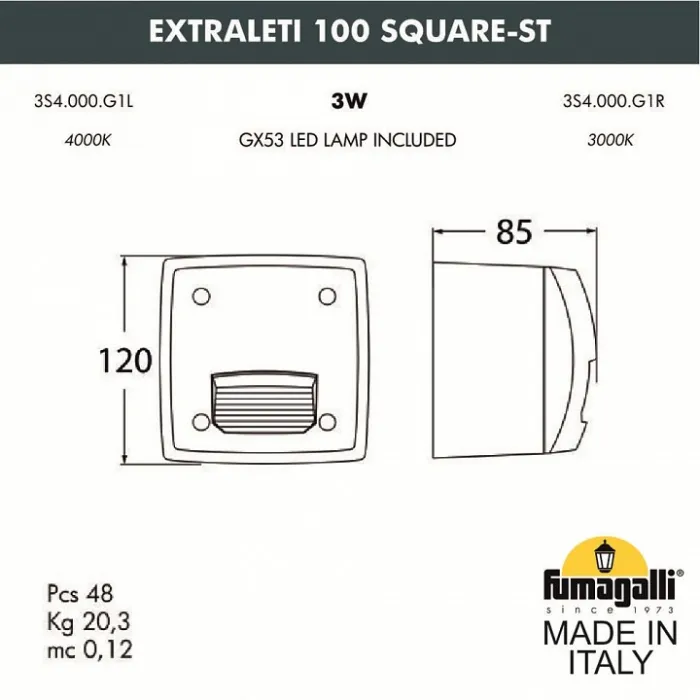 Встраиваемый светильник Fumagalli Extraleti 3S4.000.000.LYG1L от ImperiumLoft