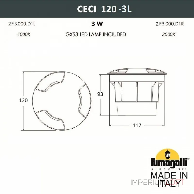 Встраиваемый в дорогу светильник Fumagalli Ceci 2F3.000.000.AYG1L