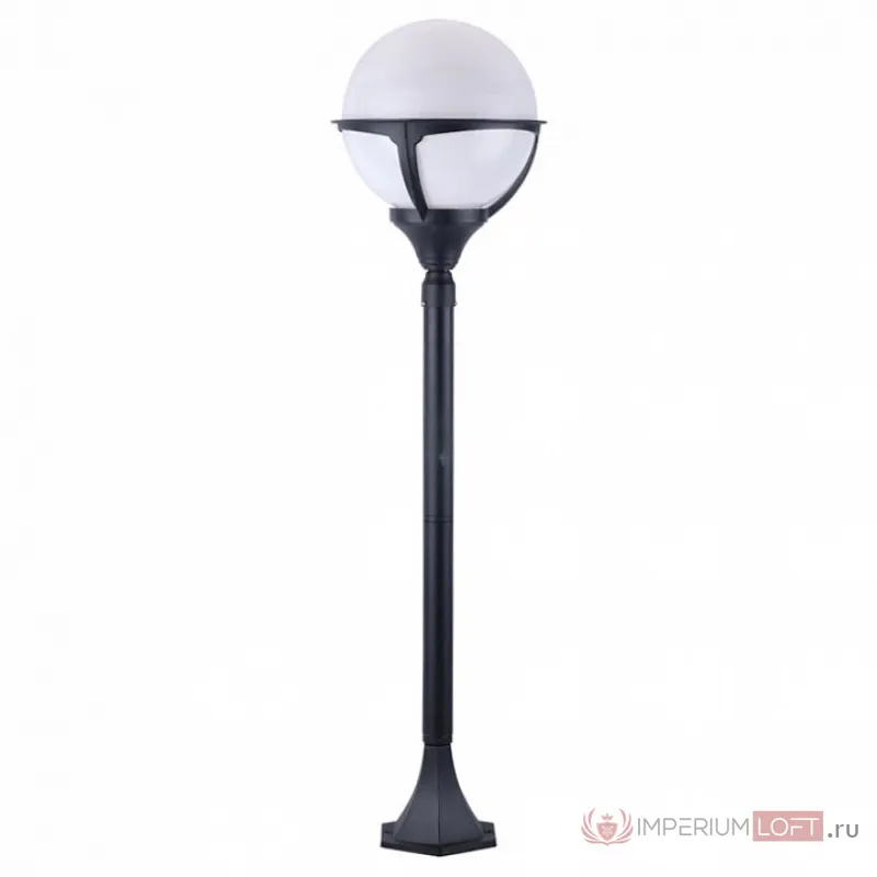 Наземный высокий светильник Arte Lamp Monaco A1496PA-1BK Цвет арматуры черный Цвет плафонов белый от ImperiumLoft