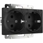 Розетка двойная с заземлением без рамки Werkel W1272008 (черный) Цвет арматуры черный