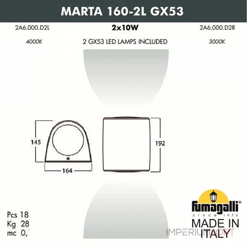 Накладной светильник Fumagalli Marta 2A6.000.000.WXF2L