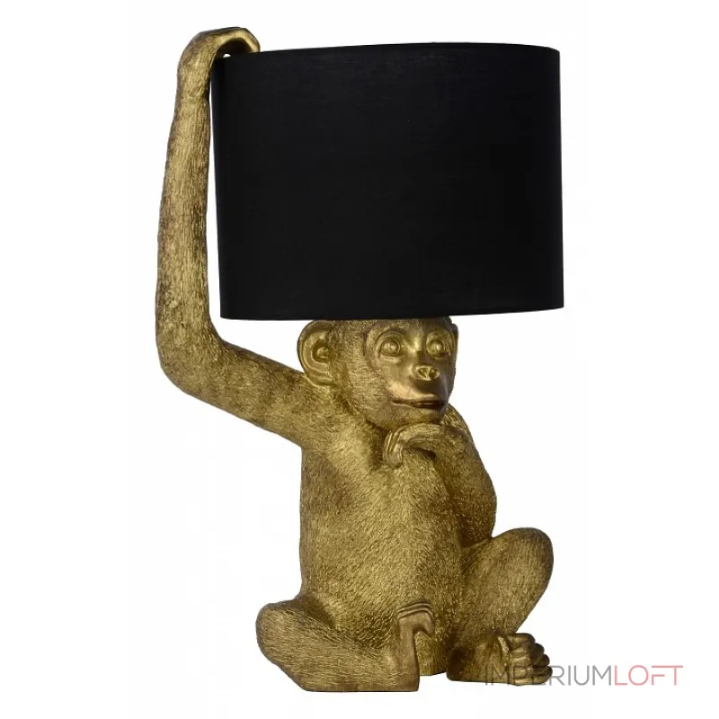 Настольная лампа декоративная Lucide Extravaganza Chimp 10502/81/30 Цвет плафонов черный Цвет арматуры золото Настольная лампа декоративная Lucide Extravaganza Chimp 10502/81/30 Цвет плафонов черный Цвет арматуры золото