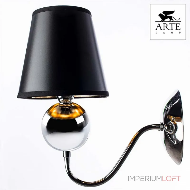 Бра Arte Lamp Turandot A4011AP-1CC Цвет арматуры хром Цвет плафонов черный Бра Arte Lamp Turandot A4011AP-1CC Цвет арматуры хром Цвет плафонов черный