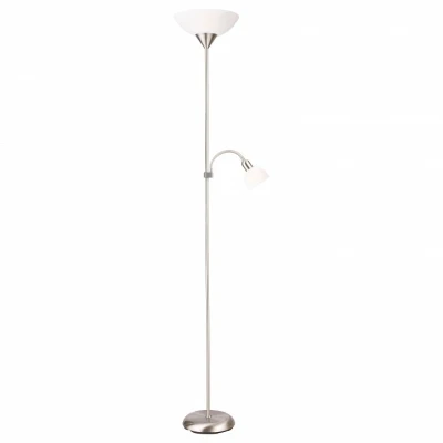 Торшер с подсветкой Arte Lamp Duetto A9569PN-2SS Цвет арматуры серебро Цвет плафонов белый
