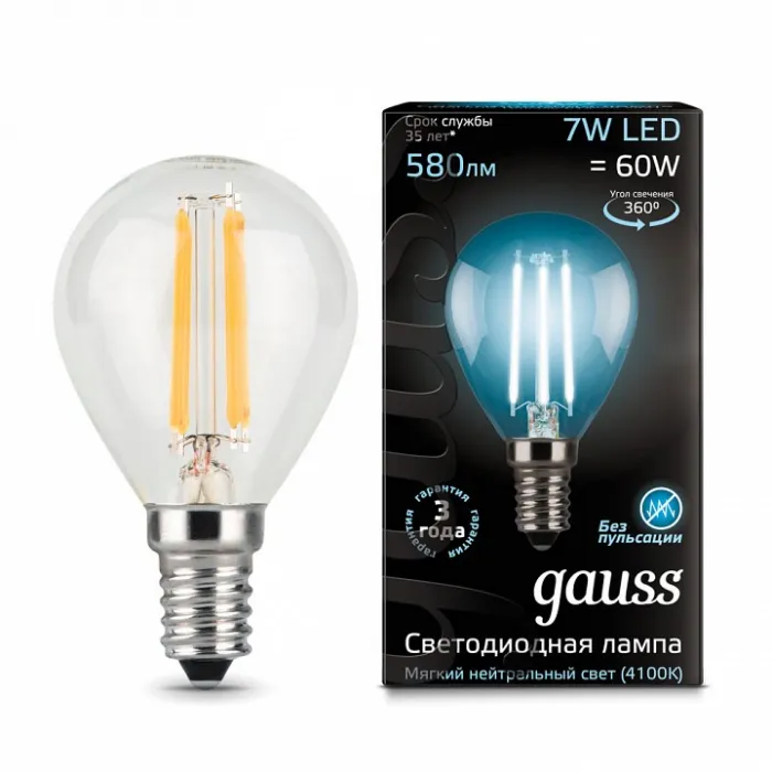 Лампа светодиодная Gauss 1058 E14 7Вт 4100K 105801207 от ImperiumLoft