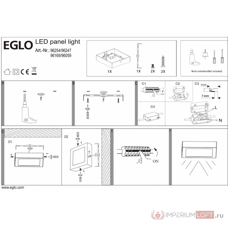 Накладной светильник Eglo ПРОМО Fueva 1 96247 Цвет арматуры хром от ImperiumLoft
