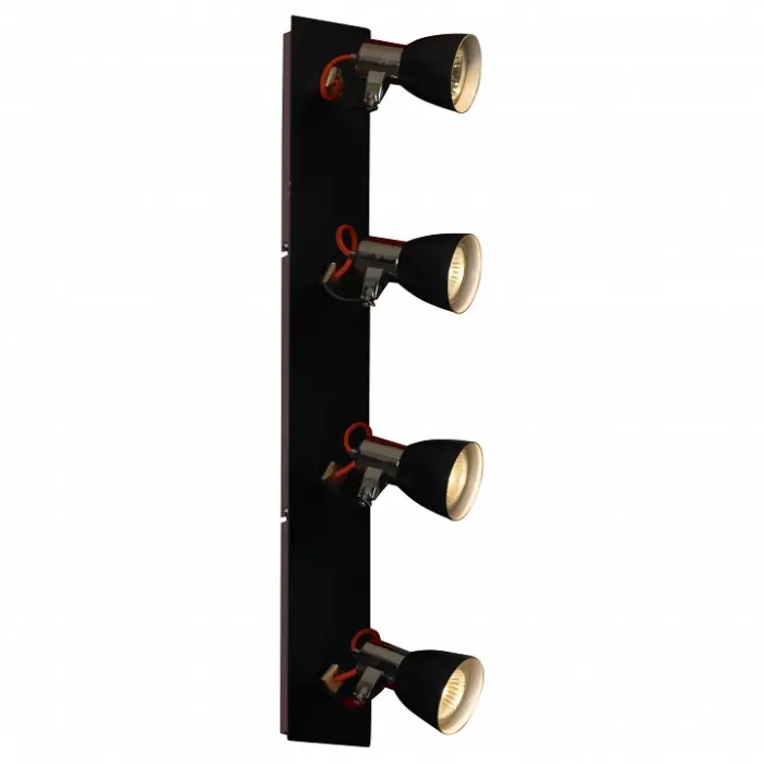 Спот Lussole Frontino LSL-7409-04 Цвет арматуры хром Цвет плафонов черный от ImperiumLoft