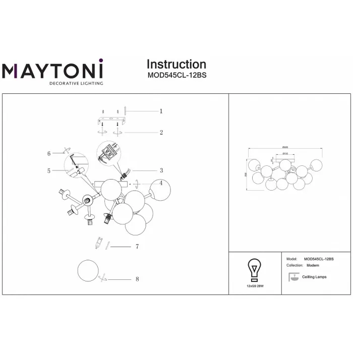 Потолочная люстра Maytoni Dallas MOD545CL-12BS от ImperiumLoft