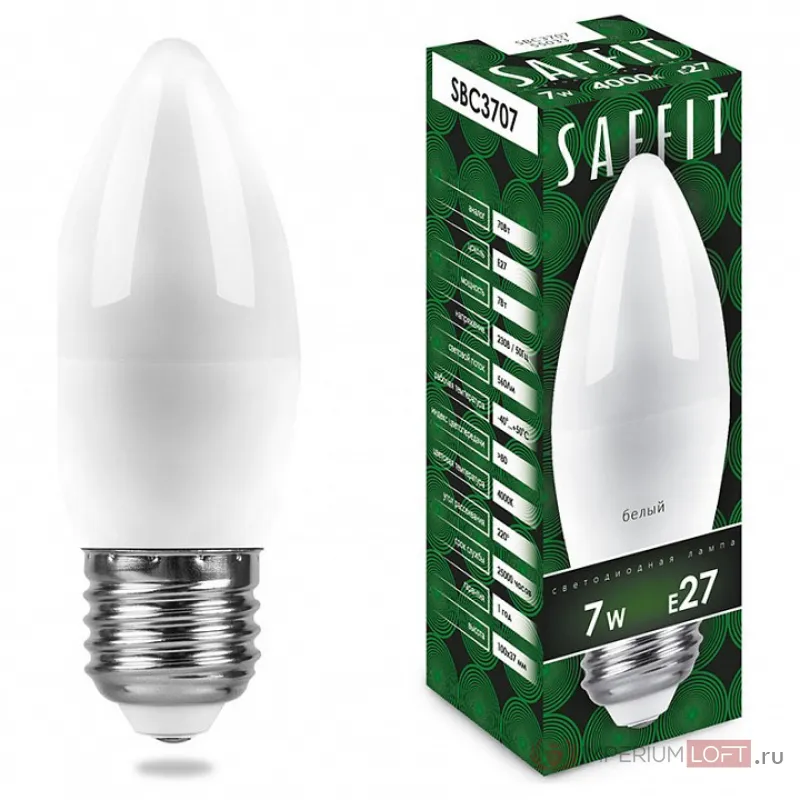Лампа светодиодная Feron Saffit SBC3707 E27 7Вт 4000K 55033 Цвет арматуры белый Цвет плафонов белый от ImperiumLoft