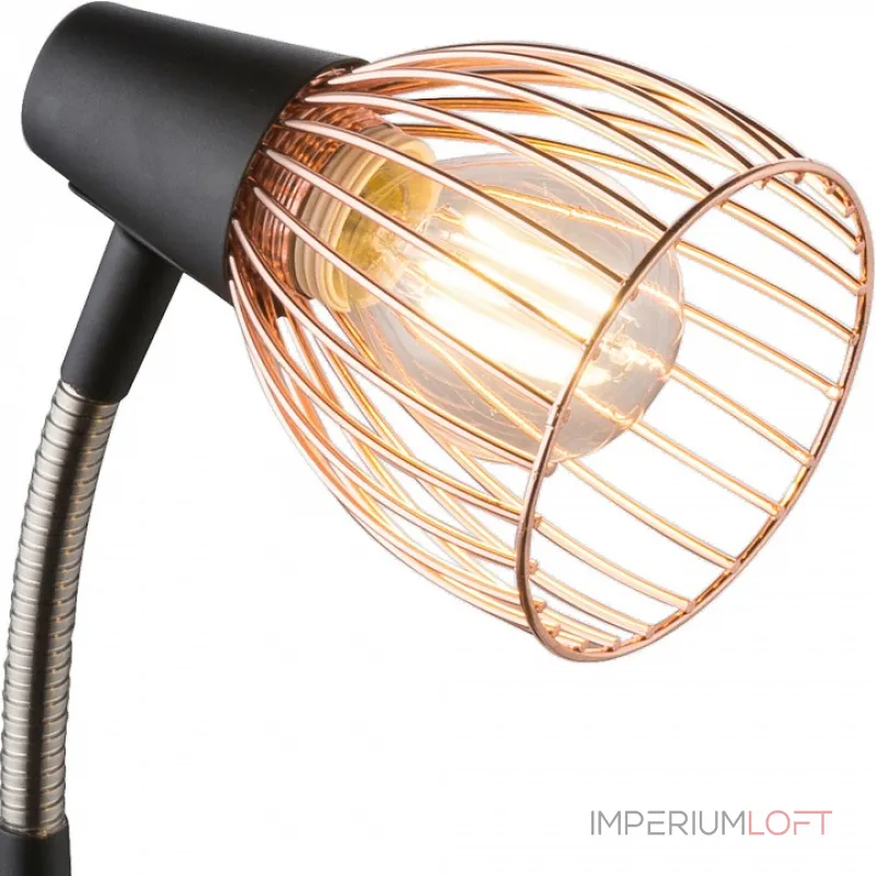 Настольная лампа декоративная Rivoli Insolito T1 CP Б0038134 Цвет арматуры черный Цвет плафонов медь Настольная лампа декоративная Rivoli Insolito T1 CP Б0038134 Цвет арматуры черный Цвет плафонов медь