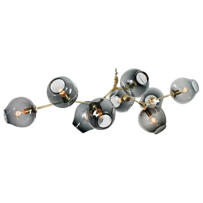 Люстра на штанге DeLight Collection Bubble KG0579P-9B smoky Цвет арматуры латунь Цвет плафонов серый от ImperiumLoft