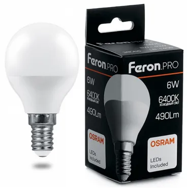 Лампа светодиодная Feron LB-1406 E14 6Вт 6400K 38067
