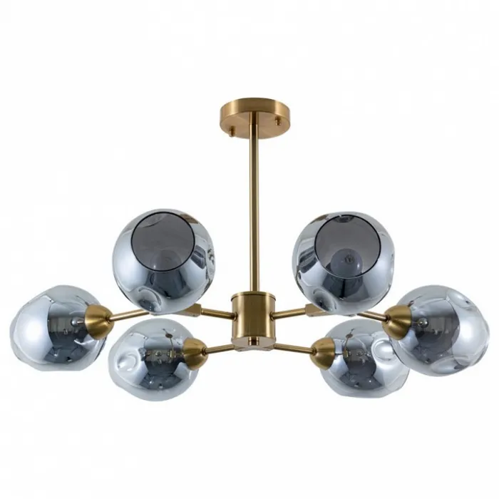 Люстра на штанге Arte Lamp Yuka A7759PL-6PB Цвет плафонов серый Цвет арматуры медь от ImperiumLoft