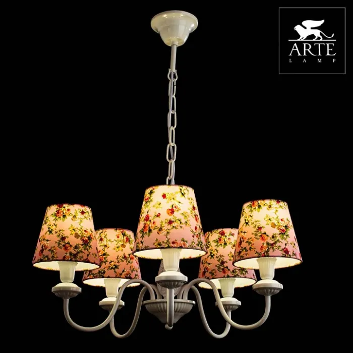 Подвесная люстра Arte Lamp Kids A9212LM-5WH Цвет арматуры белый Цвет плафонов розовый от ImperiumLoft
