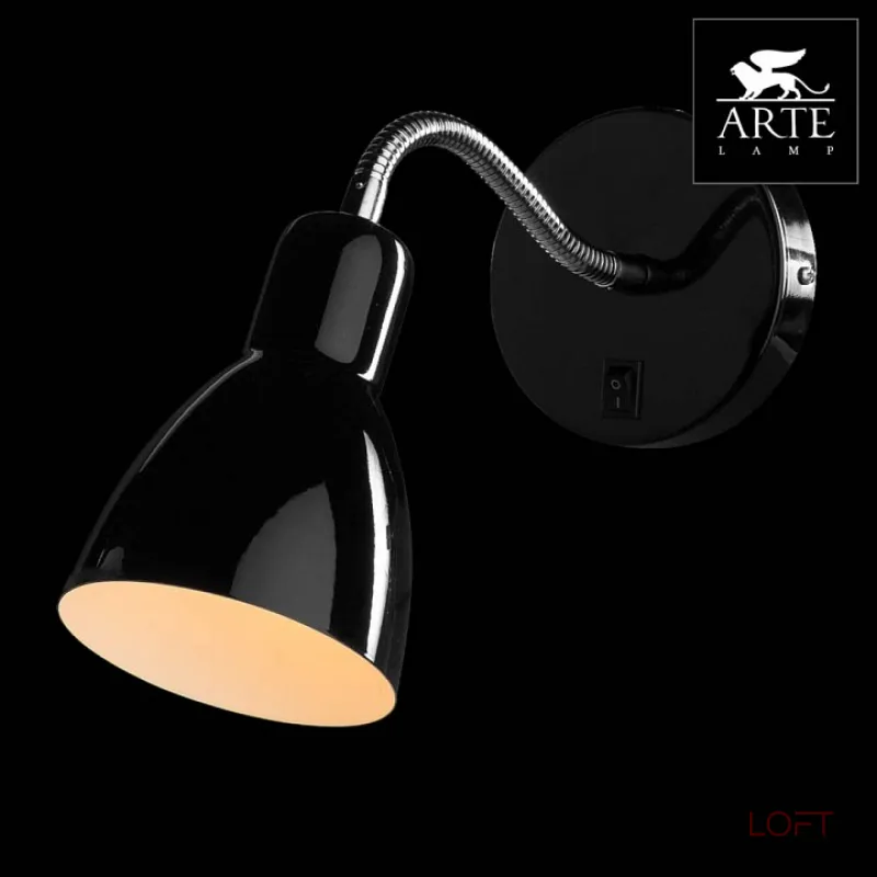 Бра Arte Lamp Dorm A1408AP-1BK Цвет арматуры хром Цвет плафонов черный от ImperiumLoft Бра Arte Lamp Dorm A1408AP-1BK Цвет арматуры хром Цвет плафонов черный от ImperiumLoft