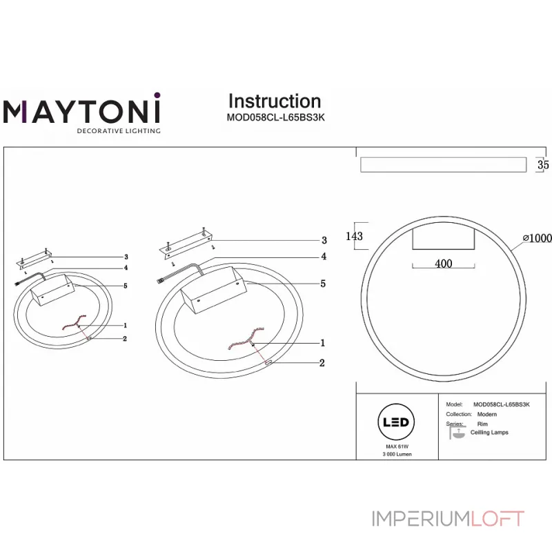 Потолочный светильник Maytoni MOD058CL-L65BS3K