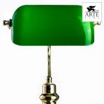 Настольная лампа офисная Arte Lamp Banker A2491LT-1GO Цвет арматуры золото Цвет плафонов зеленый от ImperiumLoft