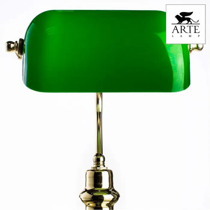 Настольная лампа офисная Arte Lamp Banker A2491LT-1GO Цвет арматуры золото Цвет плафонов зеленый от ImperiumLoft