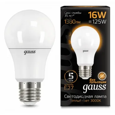 Лампа светодиодная Gauss E27 16Вт 3000K 102502116 от ImperiumLoft