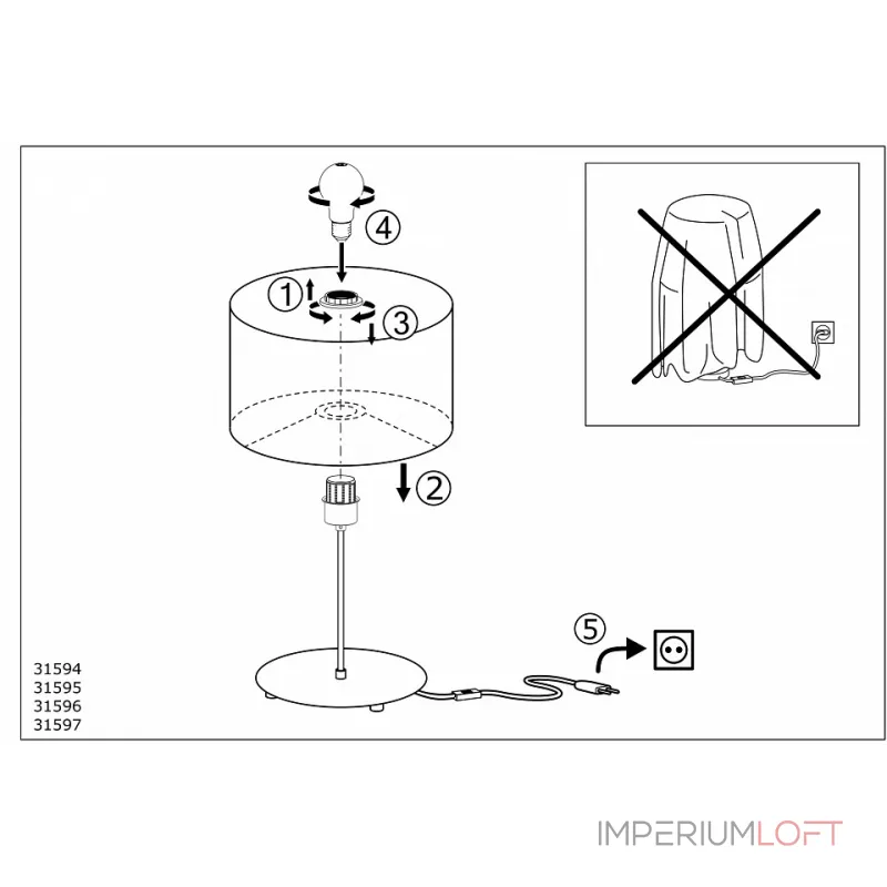 Настольная лампа декоративная Eglo Pasteri 31594 Цвет арматуры никель от ImperiumLoft