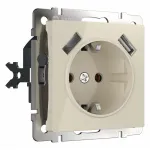 Розетка с заземлением, шторками и 2хUSB, без рамки Werkel слоновая кость W1171503
