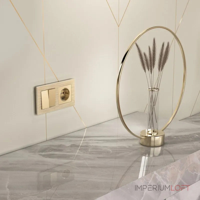 Выключатель проходной двухклавишный без рамки Werkel шампань W1122011