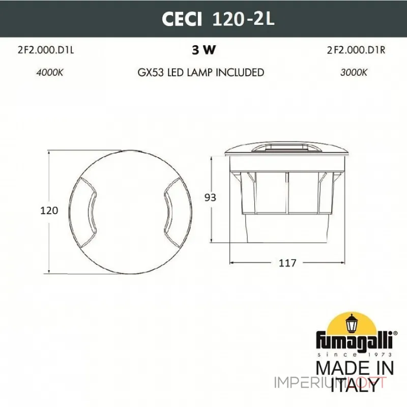 Встраиваемый в дорогу светильник Fumagalli Ceci 2F1.000.000.AYG1L