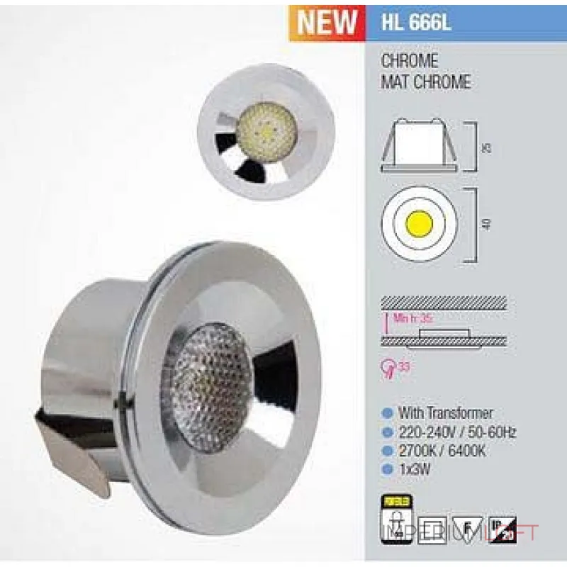 Встраиваемый светильник Horoz Electric Miranda HRZ00002404 Цвет арматуры хром Цвет плафонов хром