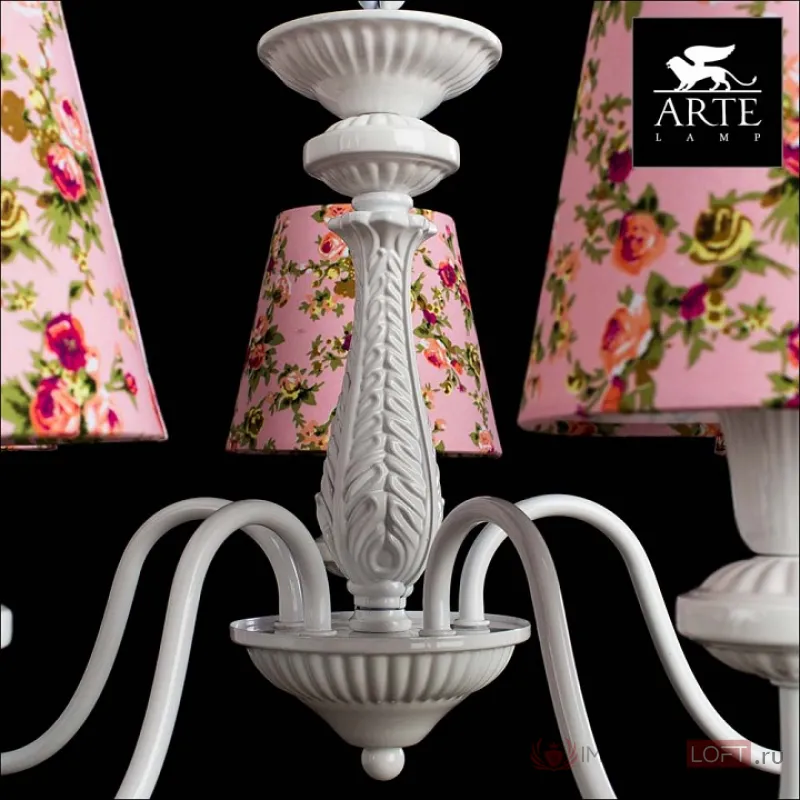 Подвесная люстра Arte Lamp Kids A9212LM-5WH Цвет арматуры белый Цвет плафонов розовый от ImperiumLoft