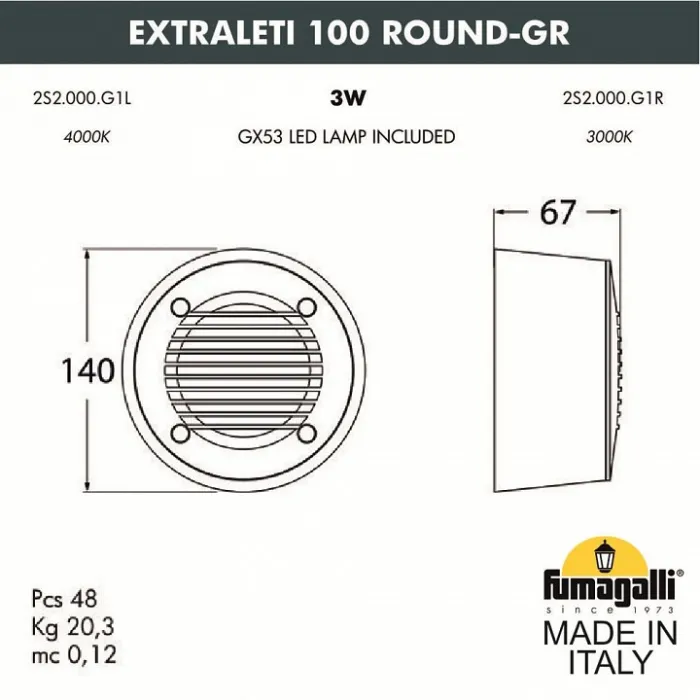 Встраиваемый светильник Fumagalli Extraleti 2S2.000.000.AYG1L от ImperiumLoft