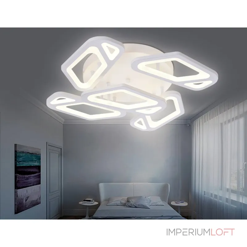 Накладной светильник Ambrella Original 5 FA587/5 WH белый 113W 590*590*120 (ПДУ РАДИО 2.4G) Цвет арматуры белый Цвет плафонов белый