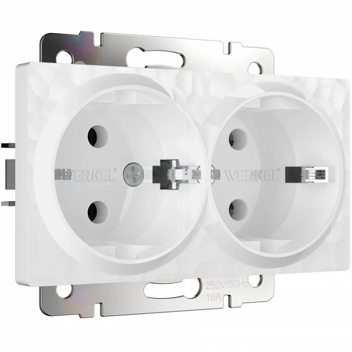 Розетка двойная с заземлением без рамки Werkel W1272001 (белый) Цвет арматуры белый от ImperiumLoft
