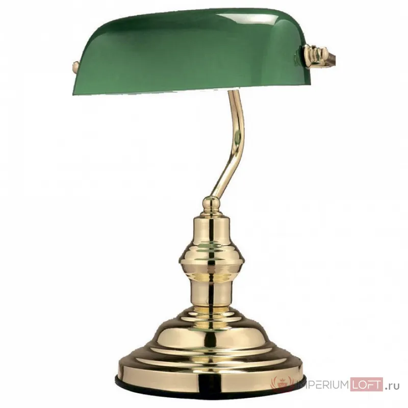 Настольная лампа офисная Globo Antique 2491 Цвет арматуры латунь Цвет плафонов зеленый от ImperiumLoft