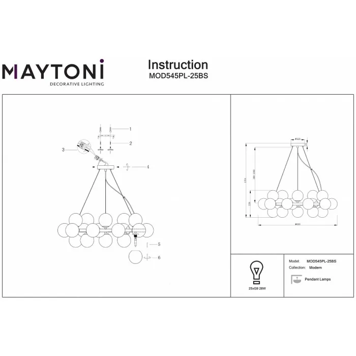 Подвесная люстра Maytoni Dallas MOD545PL-25BS от ImperiumLoft